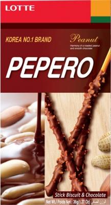 Соломка с шоколадом и миндалем Pepero Peanut 36 грамм